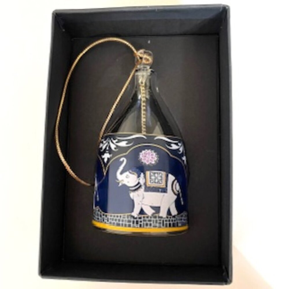 Rosenthal Maharajas Kobalt Elephant Motif Bell Christmas Ornament